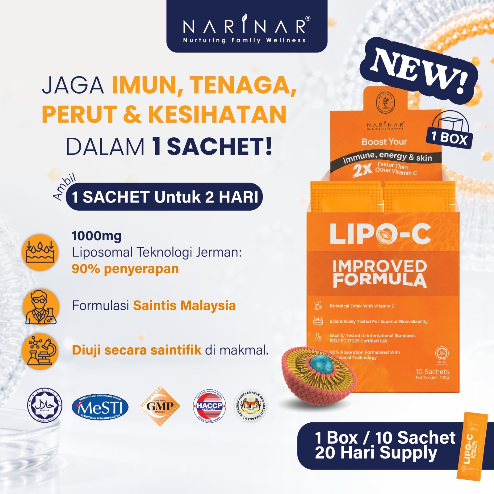 Narinar LipoC Boost Liposomal Vitamin C [10 Sachet]